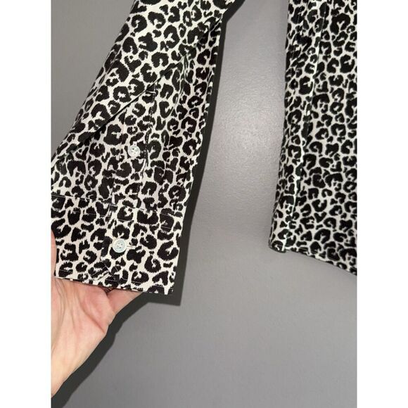 Talbots Blouse 12P Animal Print Leopard Preppy Career Shirt Office Wear No Iron - Picture 7 of 14